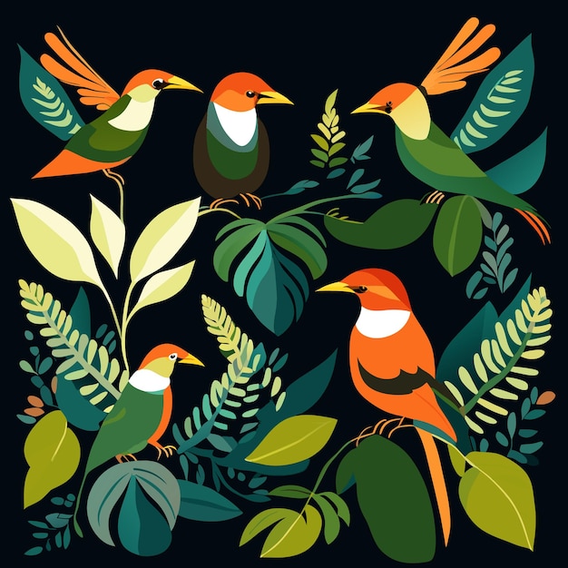 Rainforest Birds in EPS A Designer's Vision