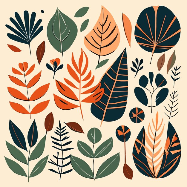 Rainforest foliage icon bundle