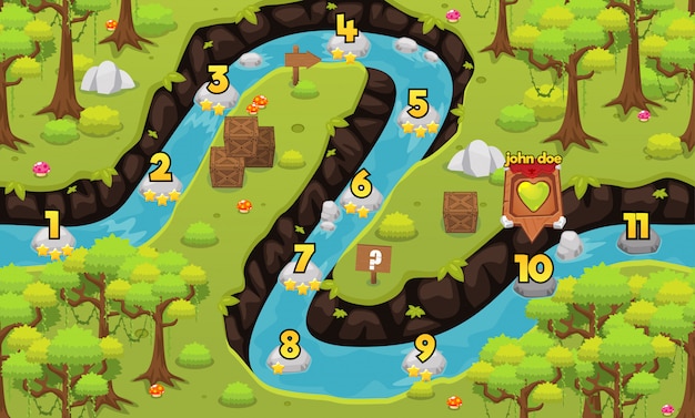 Vector rainforest game level map