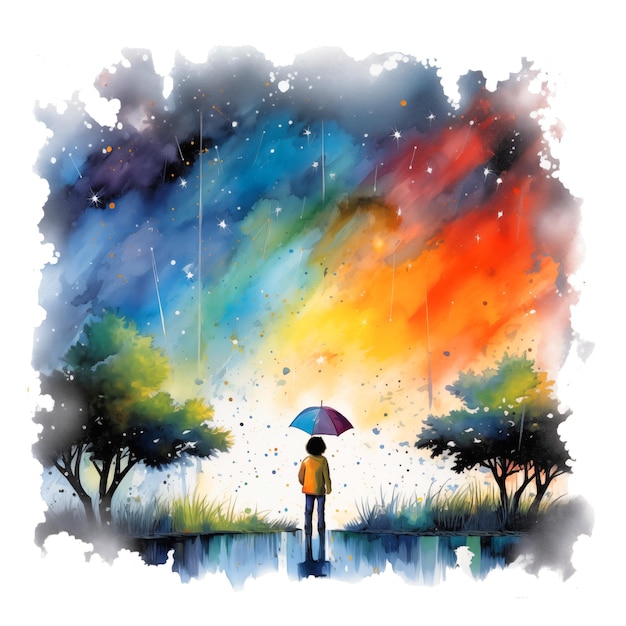 Vector rainy cloud watercolor paint