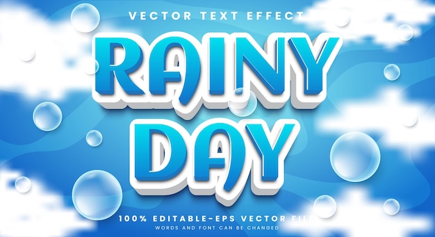 Rainy day editable text effect Template with cloudy Background