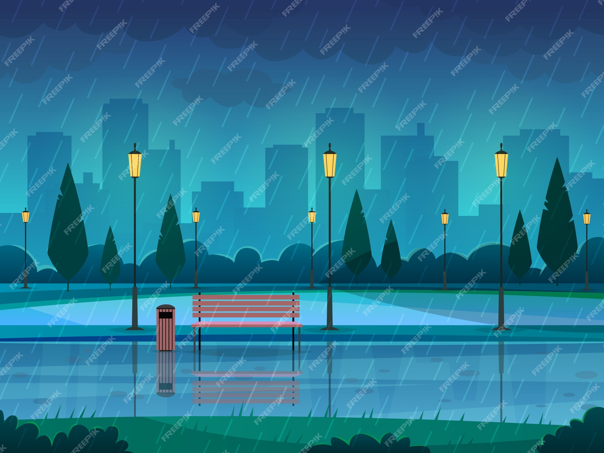 rain cartoon background