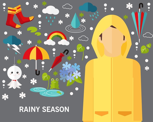 Vector rainy season concept background.