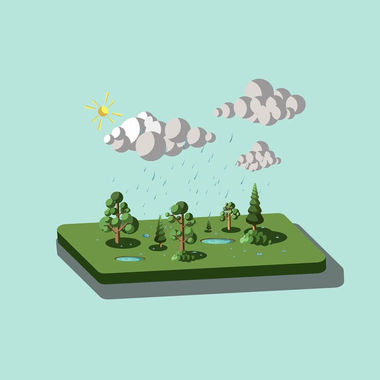 वेक्टर rainy season scenery vector illustration