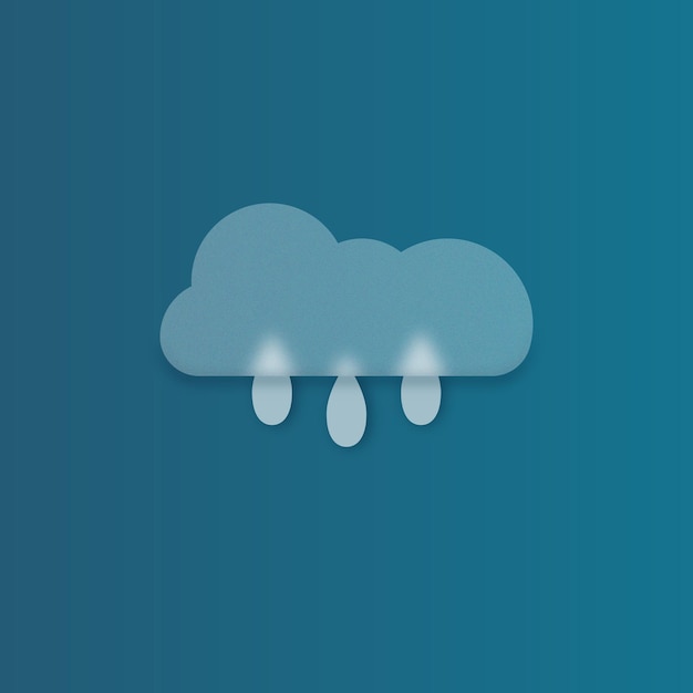 Rainy weather icon in glassmorphism style