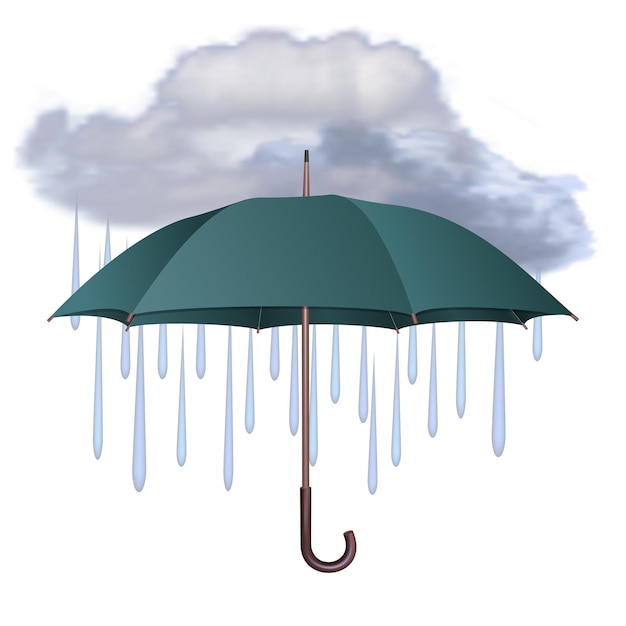 Rainy weather icon with clouds and umbrella