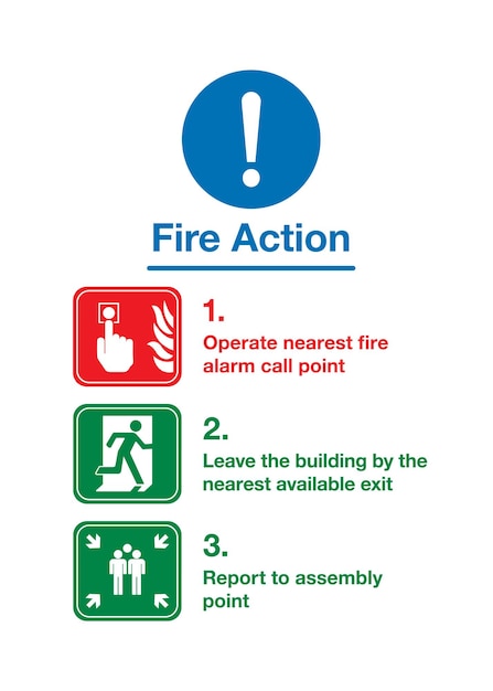 Vector raise the alarm fire action notice sign