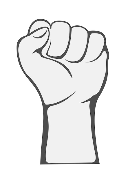 The raised fist in protest isolated on white background illustration