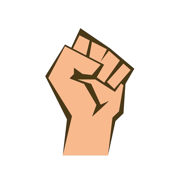 Raised fist on white background vector a clenched fist beige outline and fill eps 10