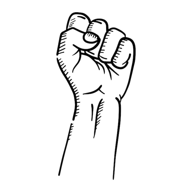 Raised hand showing fist symbol of power and excellence success vector illustration