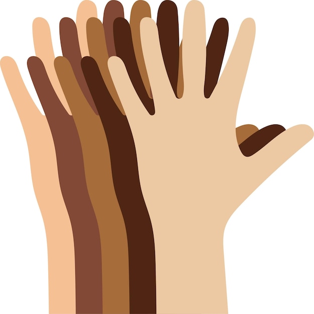 Raised Hands of Different Races Illustration