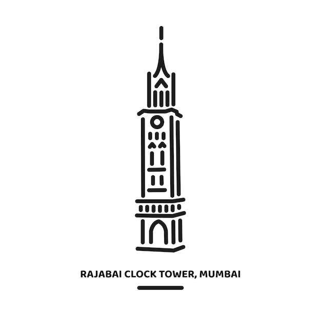 Vector rajabai clock tower mumbai university illustration icon