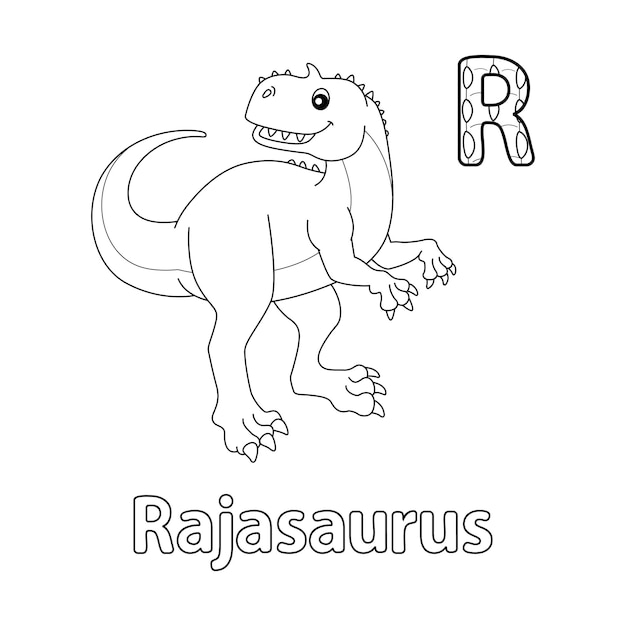 Rajasaurus alfabet dinosaurus abc kleurplaat r