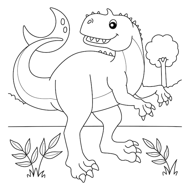 Vector rajasaurus coloring page for kids