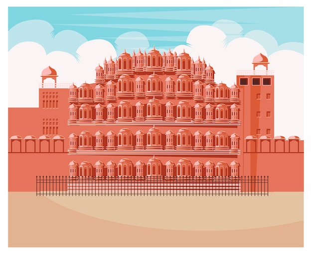 Rajasthan tourism hawa mahal vector