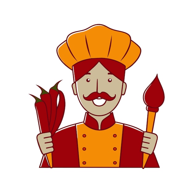 Vector rajasthani man holding red chillies