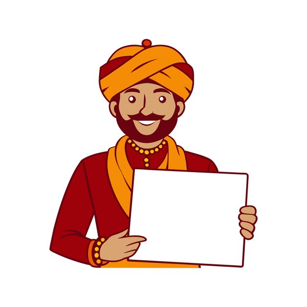 Rajasthani man holding whiteboard in hands