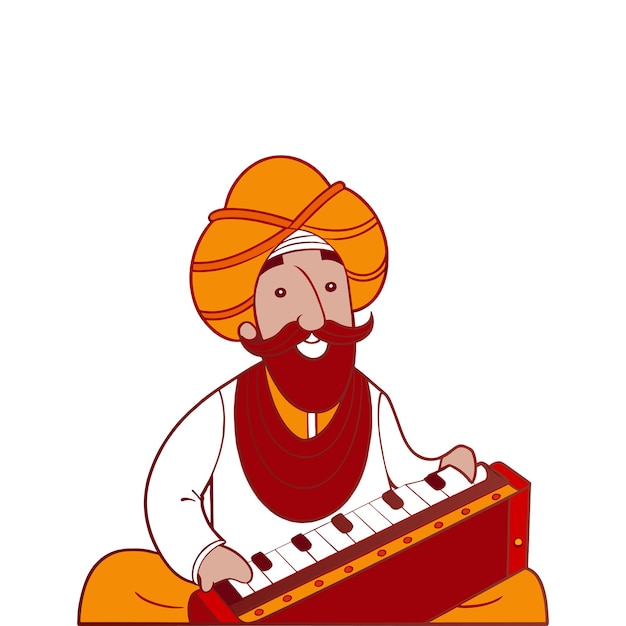 Rajasthani man singing song with playing harmonium