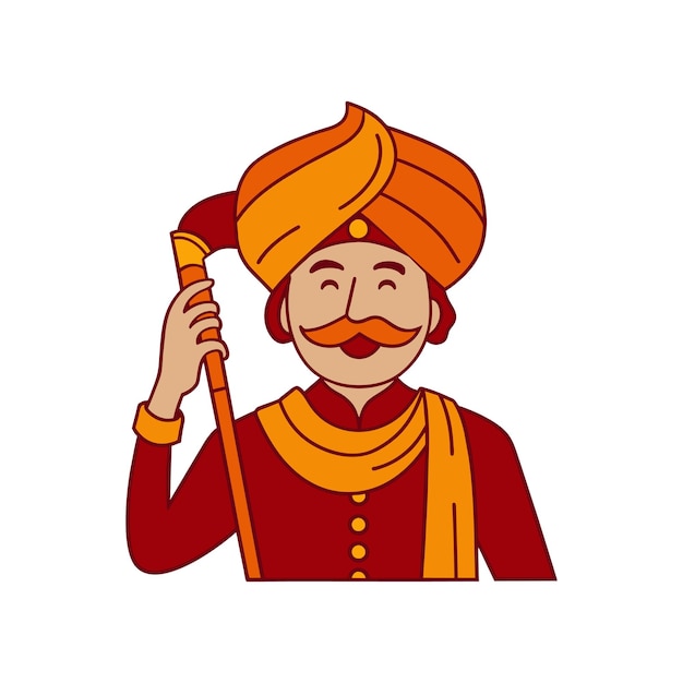 Rajasthani man with mobile mockup