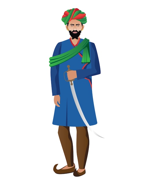 Vector rajasthani royal man standing isolated