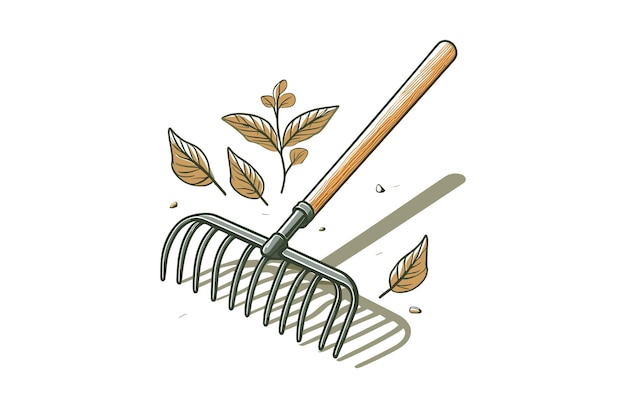 Vector rake boerderij enkele gereedschappen vector illustratie ontwerp