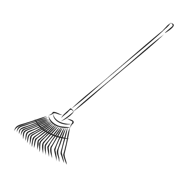 Rake for gardening vector doodle line art illustration stickereasy to change color garden rake