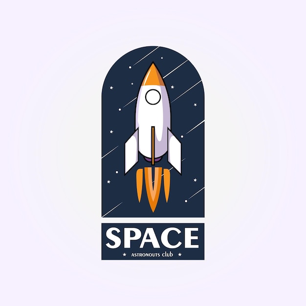 raket logo sjabloon embleem ruimteschip icoon vector ontwerp vliegtuig vintage illustratie