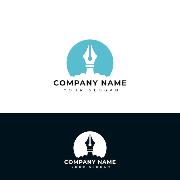 Raket pen logo vector ontwerp