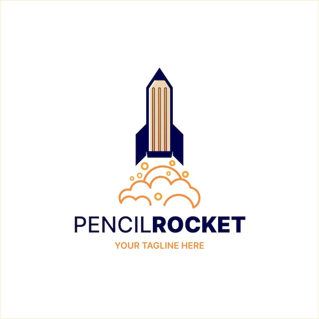 Raket Potlood Logo Design Icon vectorillustratie
