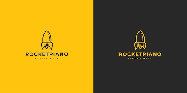 Raket van piano-logo-ontwerp