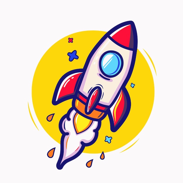 Vector raketlancering cartoon platte vector illustratie startup concept icoon ontwerp