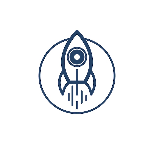 Raketlancering vector eenvoudig lineair pictogram, raket start-up business line art symbool, ruimtetechnologie en wetenschap, sciencefiction literatuur teken.