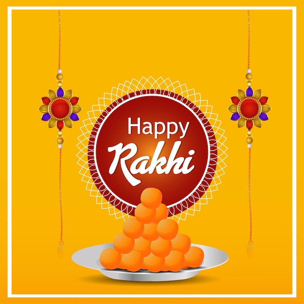 Cartolina d'auguri di celebrazione di raksha bandhan con rakhi di cristallo