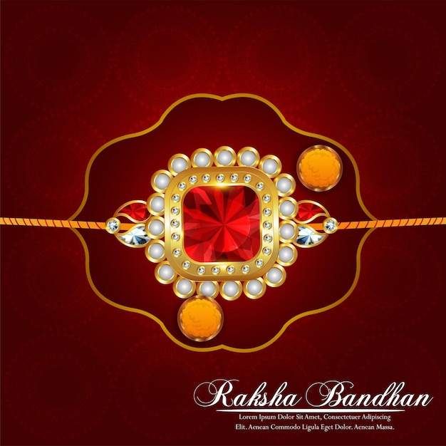 Vector raksha bandhan celebration greeting card with crystal rakhi