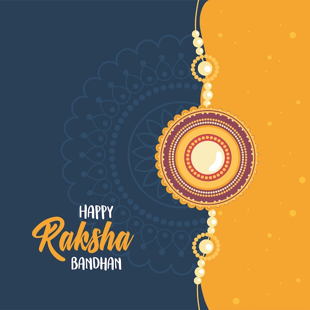 Ракша бандхан, украшенный браслет родных братьев и сестер индийским праздником
