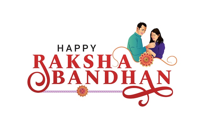 Raksha Bandhan engels belettering kalligrafie ontwerp met rakhi illustratie