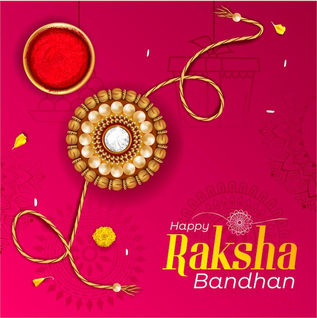 Raksha bandhan festival greetings rakhi illustration for social media post banner poster