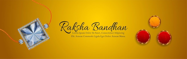 Raksha bandhan festival van india met decoratieve rakhi op gele achtergrond