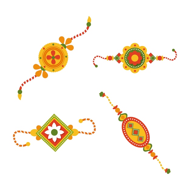 Raksha bandhan icon set on white background