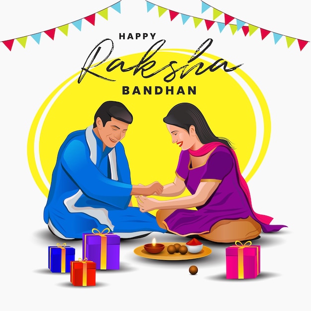 Vector raksha bandhan india brother sister festival