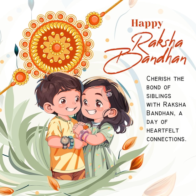 Raksha bandhan indian festival sociale media postontwerp met broer en zus vectorillustratie