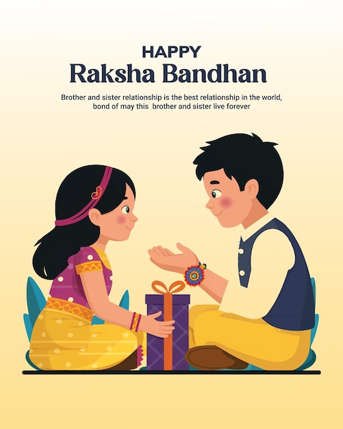 Vector raksha bandhan sister tying rakhi on her brothers wrist rakhi celebration in india rakhi festival