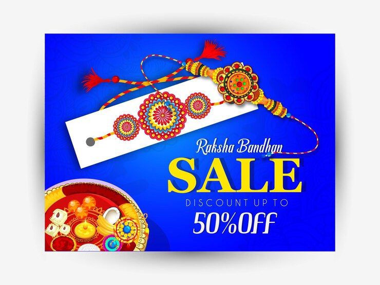 Raksha Bandhan with decorated Rakhi and gift for Raksha Bandhan and text design, Indian festival
