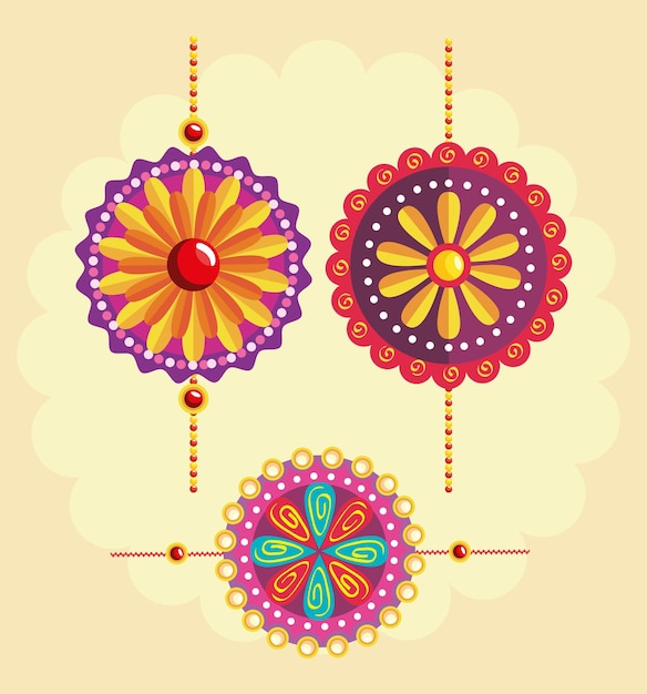 Vector raksha bandhan wristband icon group