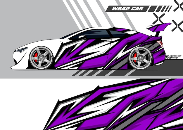 Rally auto sticker grafisch wrap vector abstracte achtergrond Premium Vector paars
