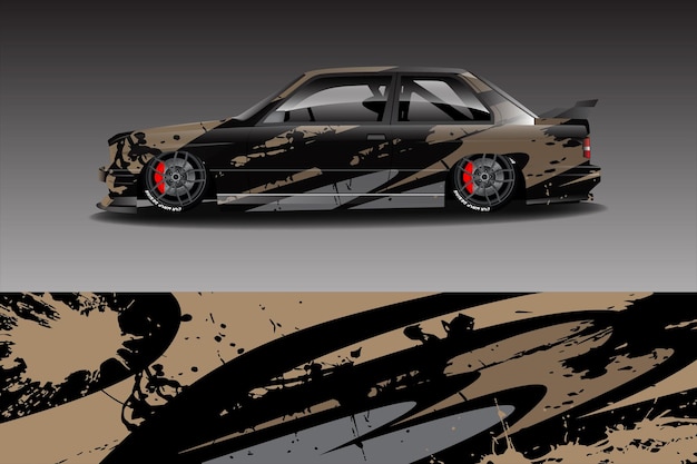 Rally auto wrap sticker ontwerpconcept abstracte grunge achtergrond