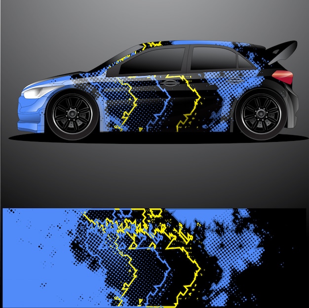 Vettore involucro grafico di auto rally decal, astratto