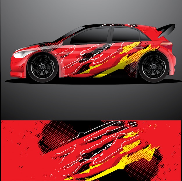 Rally car decal graphic wrap vector, abstract background