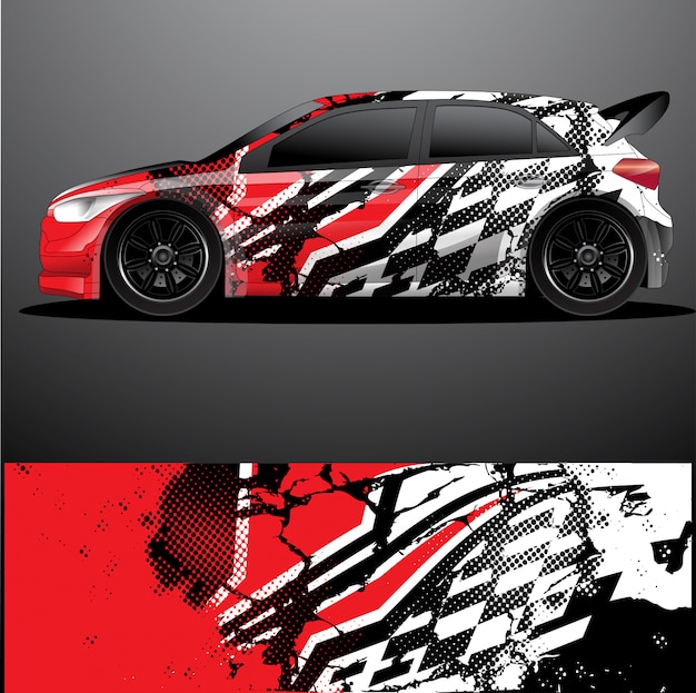 Rally car decal graphic wrap vector, abstract background