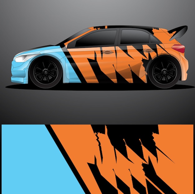 Rally car decal graphic wrap vector abstract background